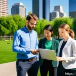Home 19 대기환경기사 자격증과 연계 가능한 학위 - A diverse team of environmental scientists and air quality specialists collaborating outdoors in an ...