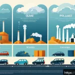 Home 18 대기환경기사 합격 수기 - A detailed infographic-style illustration showing key air pollutants such as particulate matter, nit...